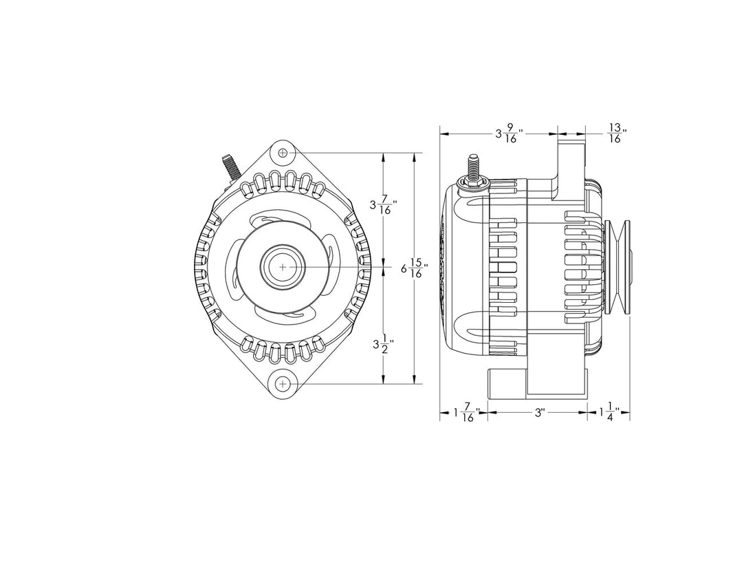 S Series Billet 170a racing alt - Early Ford - Chrome