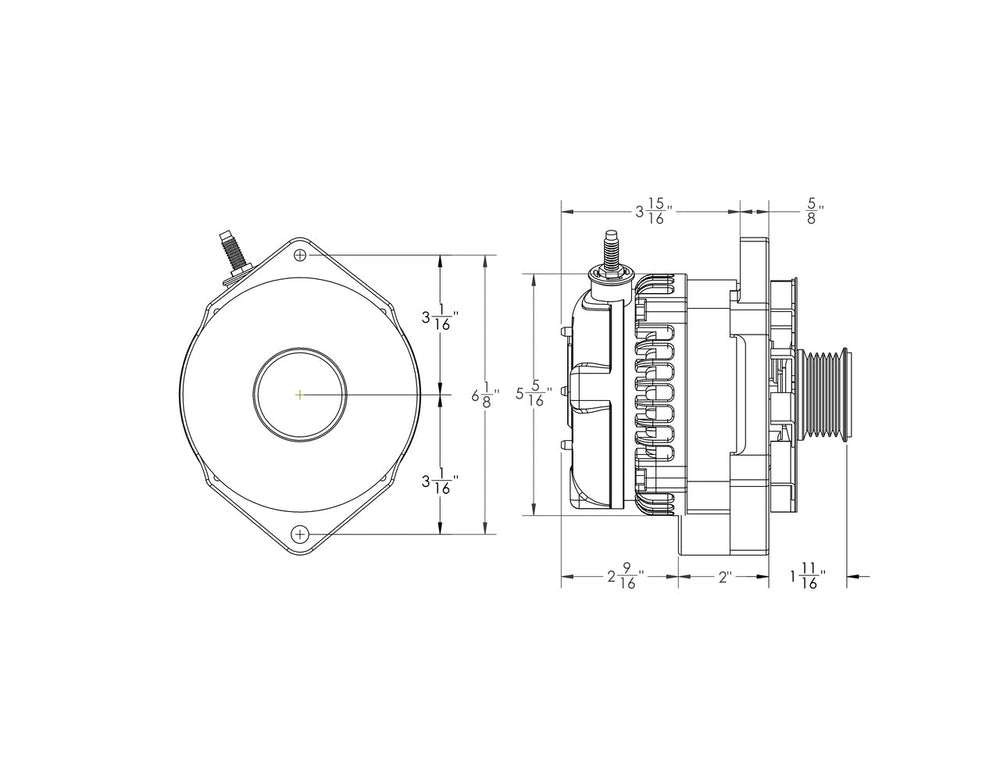 S Series 320 Amp Alternator with 6.15" Bolt Pattern - CHROME w/ March Pulley | BP572320C-M175 | by: Mechman @ the lowest price of $799.00