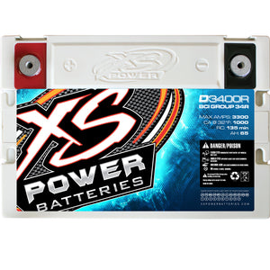 XS Power D3400R 12V AGM Battery, Max Amps 3300A - 4000W