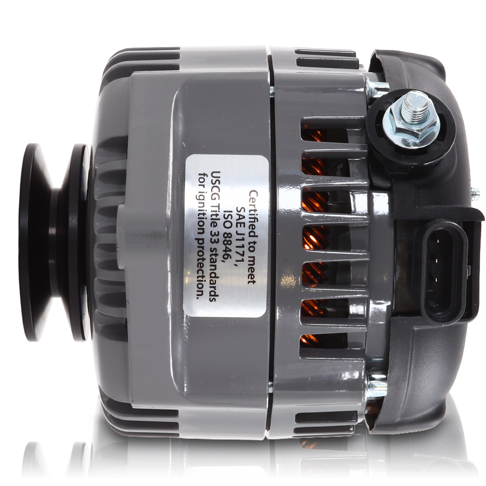 Marine 170 amp high output alternator for Ski / Wake Board Boats with 12SI 6.61 inch bolt pattern - V-Belt Pulley